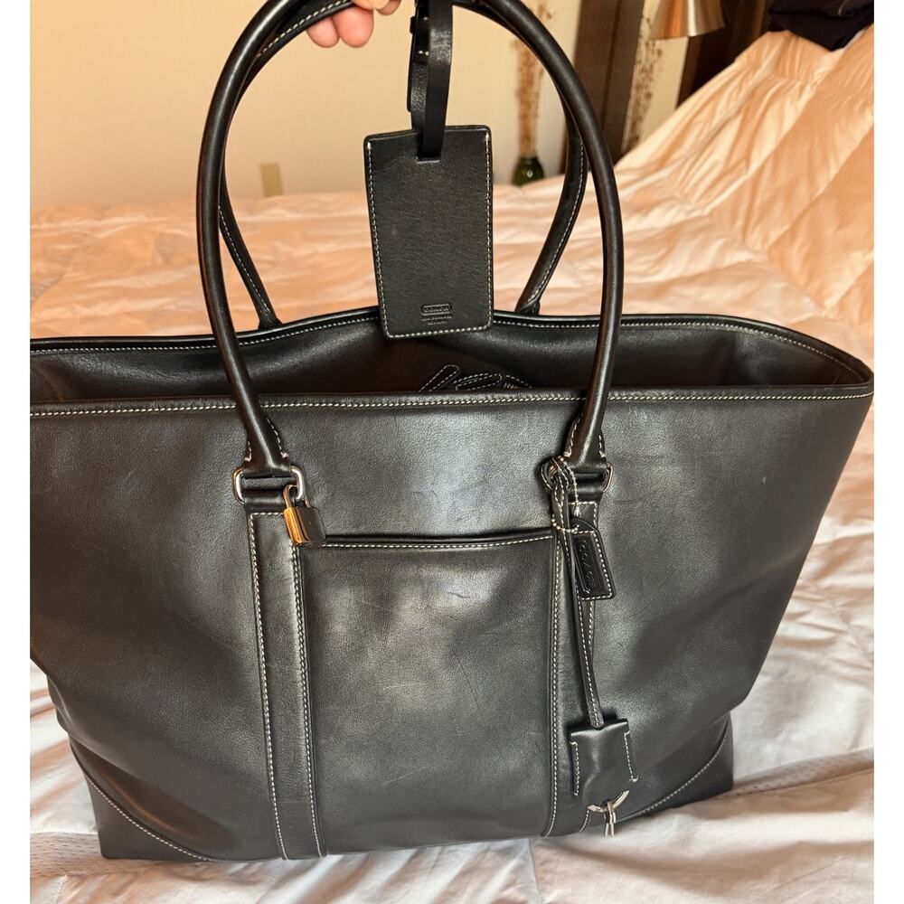 Coach Black Leather Bag Vintage  17 Inch authentic